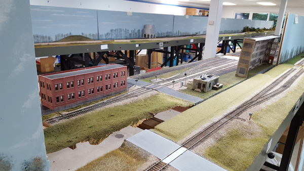 A new grade crossing going in at Colburn temporarily provides this view of the back of Logansport.