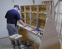 Our module wiring stand, built by Kenn Zerbe